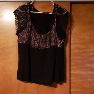 Black/Pink lace top